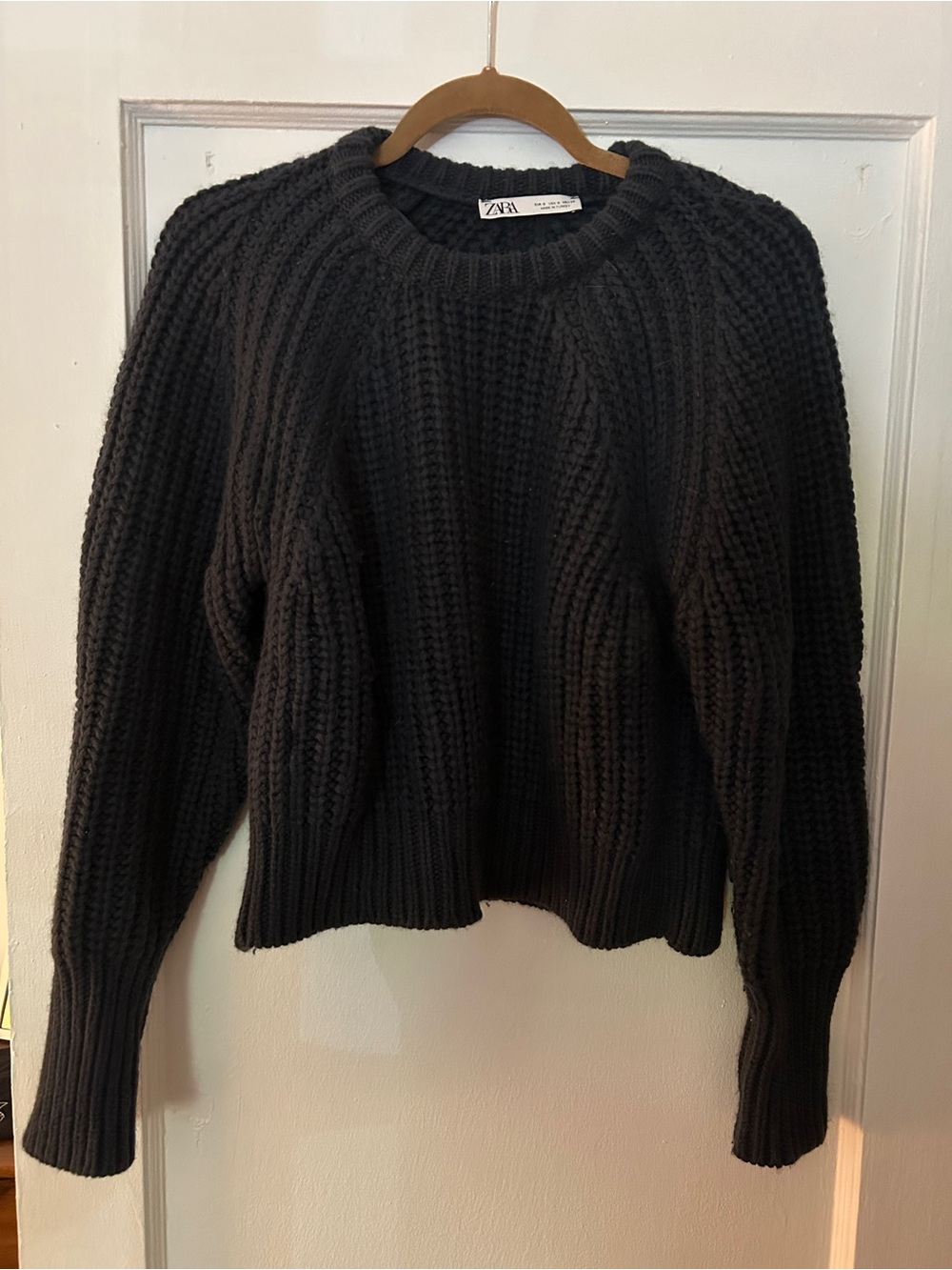 Zara Blue Chunky Cable Knit Sweater